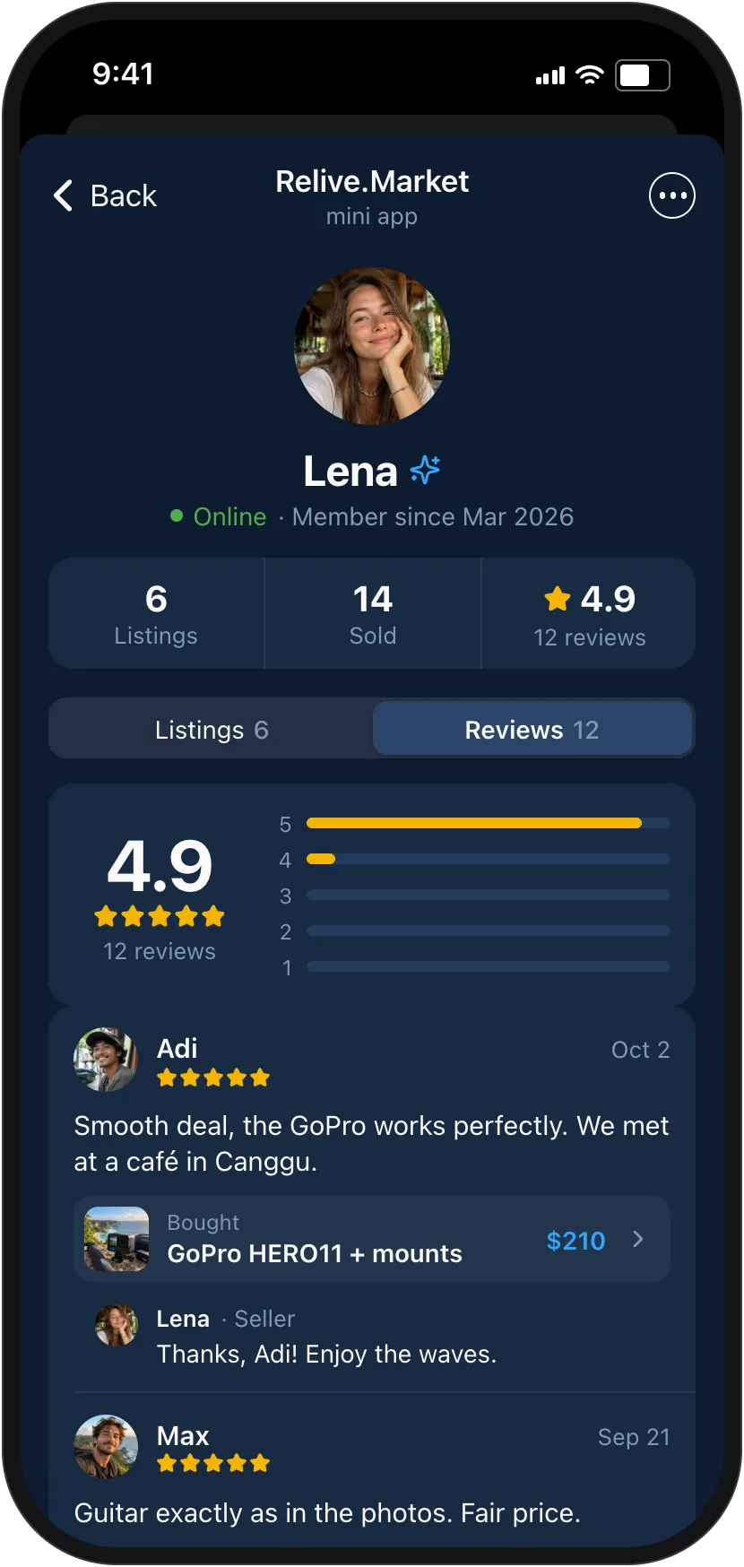 Verified seller ratings